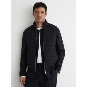 REISS Newford Funnel-Neck Quilted Knit Gilet